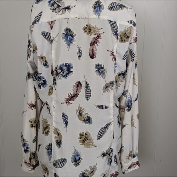 Pink Tartan size 6 feather print blouse with pearls - Picture 6 of 10